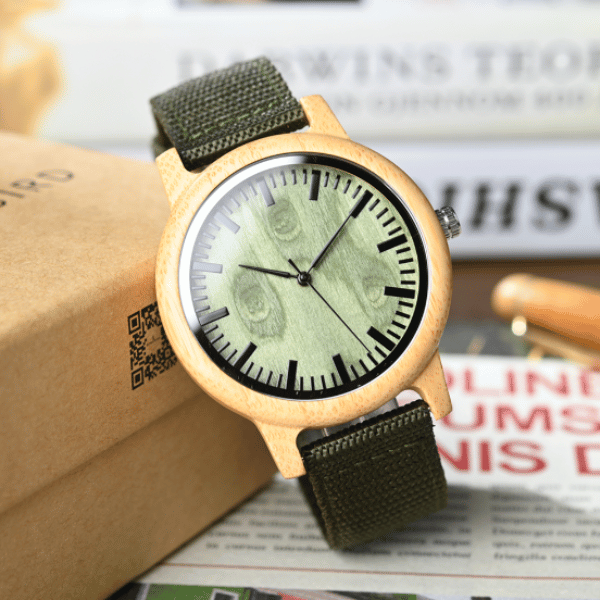 Relógio Verde de Bambu - Classic Green