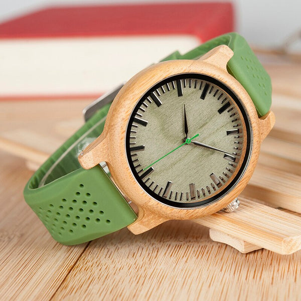 Relógio Verde de Bambu EcoGreen