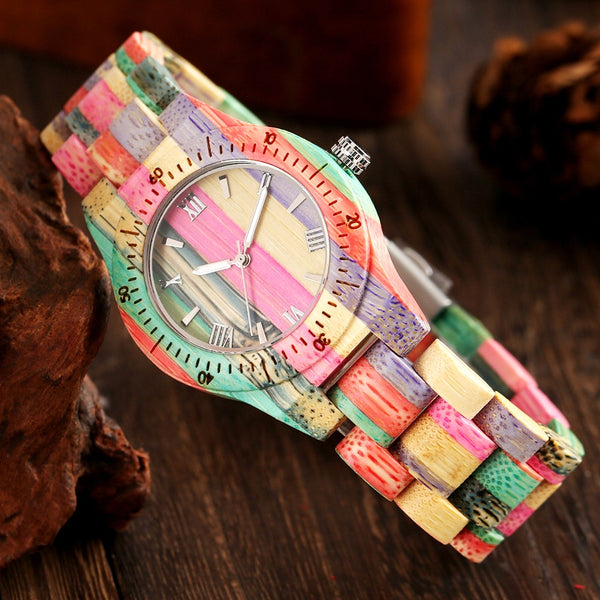 Relógio de Bambu Redondo - ColorFull